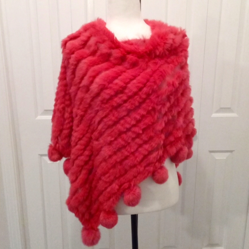 HALE BOB Fur POM POM Poncho